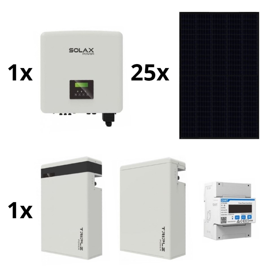 Solárna zostava: SOLAX Power - 10kWp RISEN Full Black + 15kW SOLAX menič 3f + 11,6 kWh batéria V2