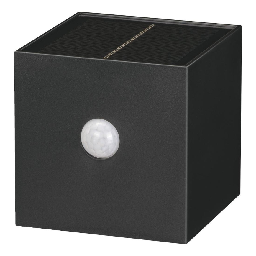 solárne LED nástenné svietidlo so senzorom LED/1W/3,7V 1200 mAh IP44 čierne