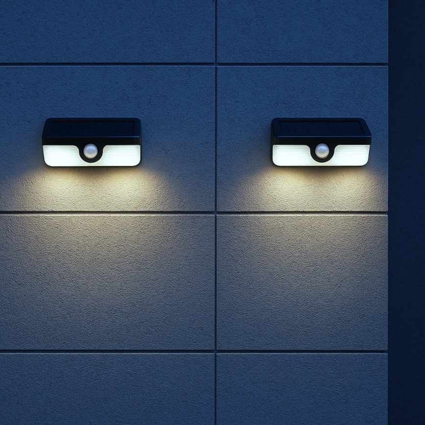 Solárne LED nástenné svietidlo so senzorom LINK LED/5W/3,7V 2000 mAh IP65 čierna