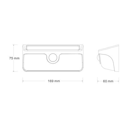 Solárne LED nástenné svietidlo so senzorom LINK LED/5W/3,7V 2000 mAh IP65 čierna
