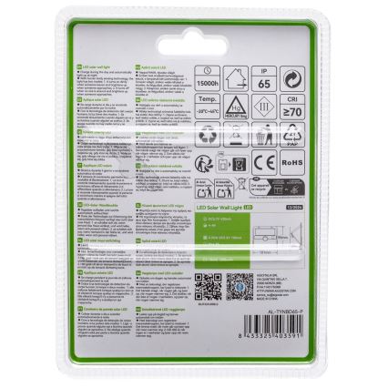 Solárne LED svietidlo s čidlom Aigostar 3,7V 6500K 1200 mAh IP65 čierne