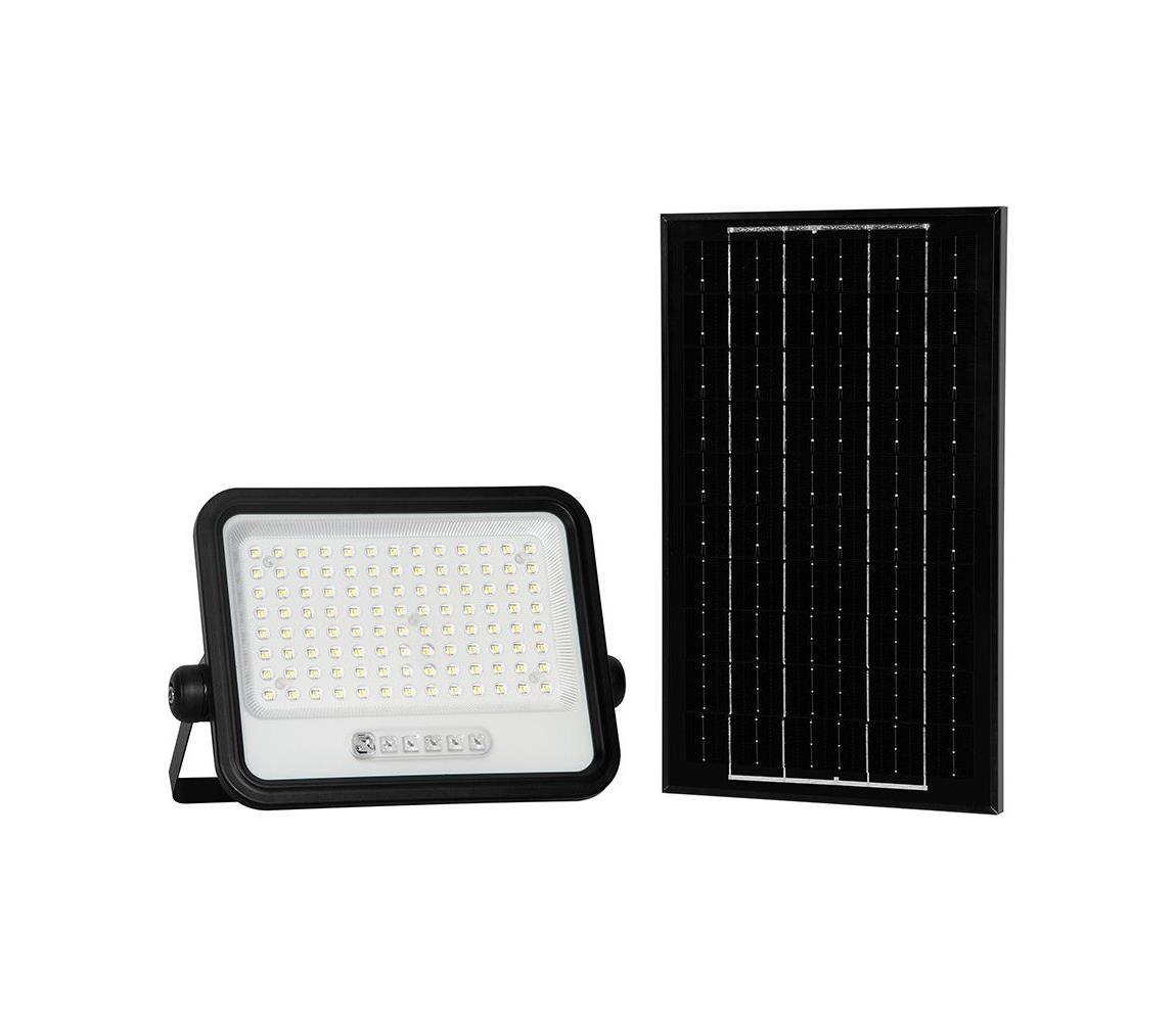 Solárny stmievateľný LED reflektor LED/200W/3,2V IP65 10000 mAh čierny + diaľkové ovládanie 24084