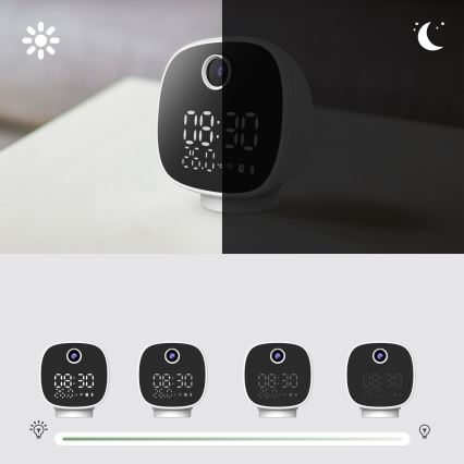 Inteligentná kamera s budíkom, teplomerom a LED svetlom 1296p 3Mpx 5V Wi-Fi Tuya IP65