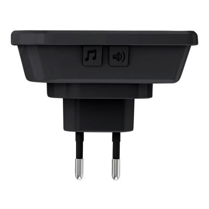 Bezdrôtový zvonček do zásuvky 230V/1xCR2032 IP56 čierna