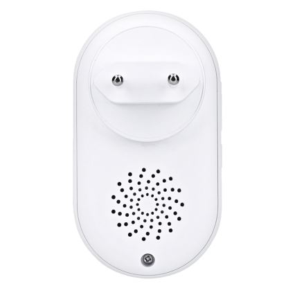 Bezdrôtový zvonček do zásuvky 230V/1xCR2032 IP56 biela