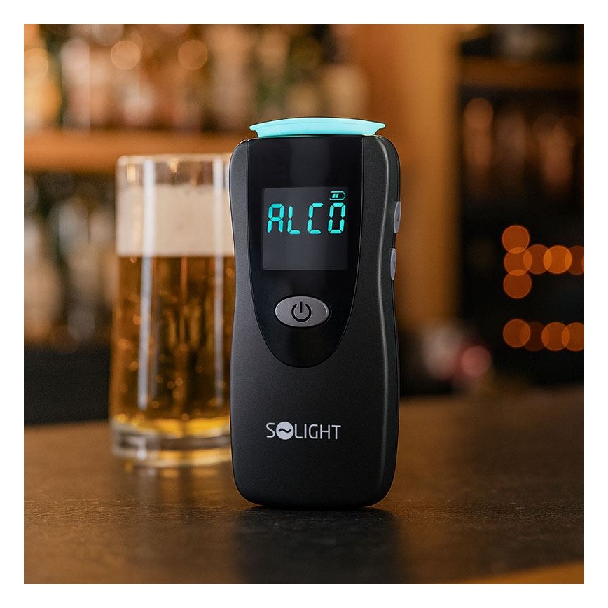 Profesionálny bezdotykový alkotester so snímačom palivového článku (Fuel Cell), 0,0 - 5,0‰ BAC, citlivosť 0,08‰, 3xAA