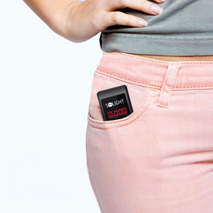 Nabíjateľný mini alkotester s palivovým článkom, 0,0 - 5,0‰ BAC, citlivosť 0,08‰, 5V