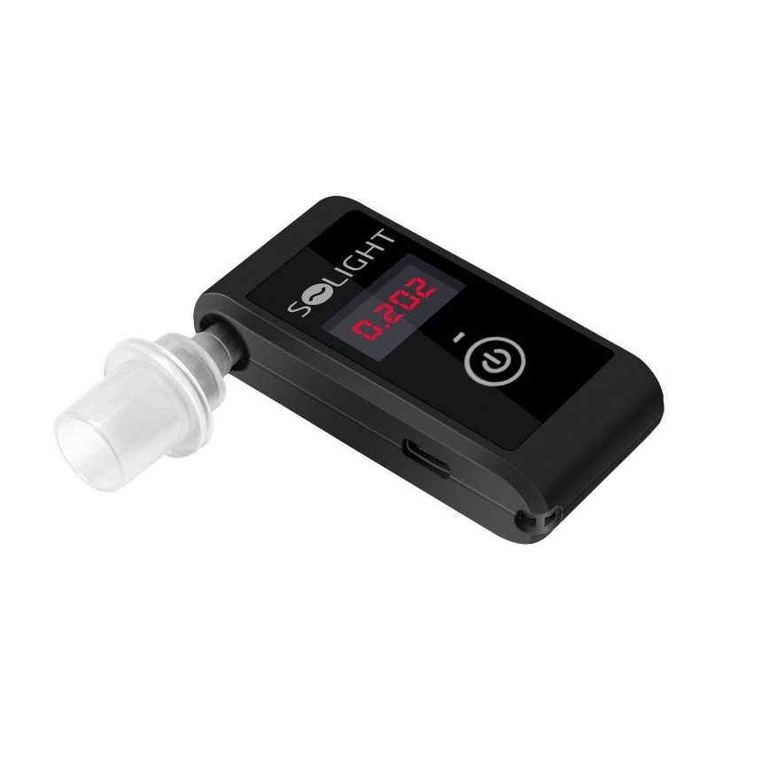 Nabíjateľný mini alkotester s palivovým článkom, 0,0 - 5,0‰ BAC, citlivosť 0,08‰, 5V