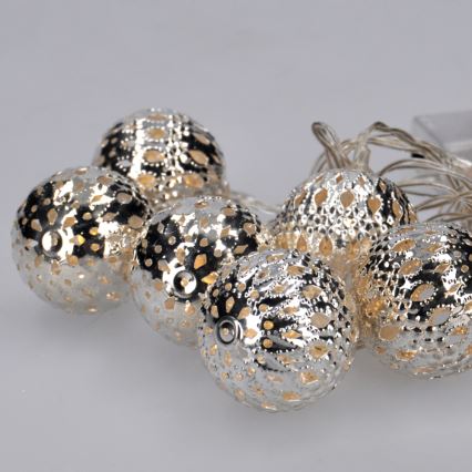 LED Vianočná reťaz 10xLED/2xAA 1m teplá biela