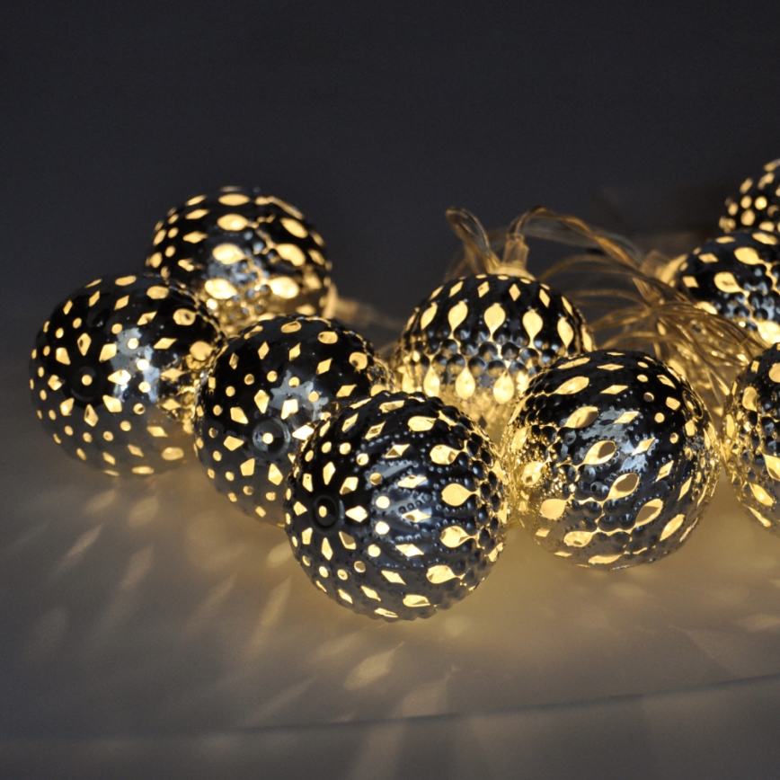 LED Vianočná reťaz 10xLED/2xAA 1m teplá biela