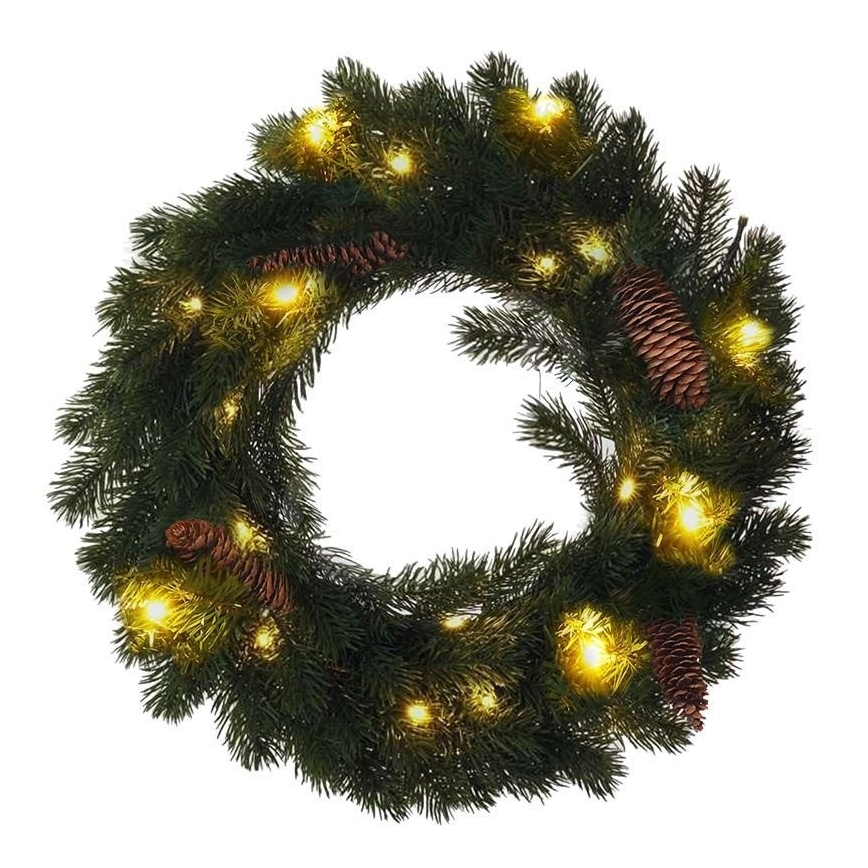 LED Vonkajší vianočný veniec 15xLED/3xAA IP44