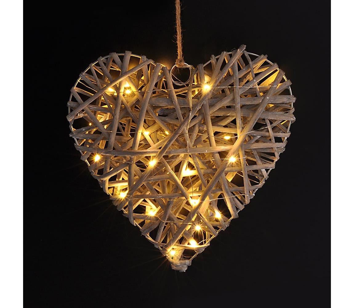 LED ratanové srdce 30x LED 2x AA 30cm 1V245