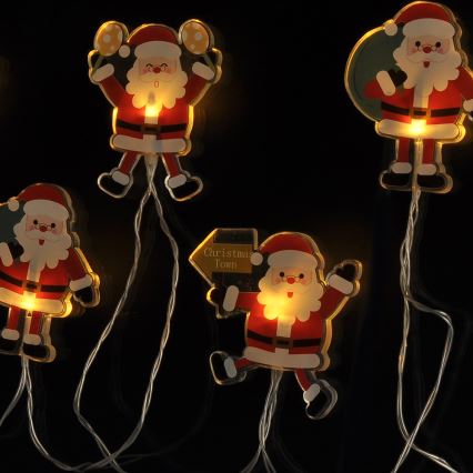 LED reťaz s prísavkami, 6×LED / 2×AA, 1,2 m, teplá biela, Santa