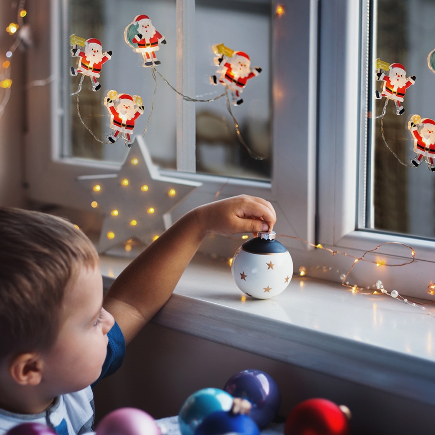 LED vianočná reťaz s prísavkami 6xLED/2xAA 1,2m teplá biela santa