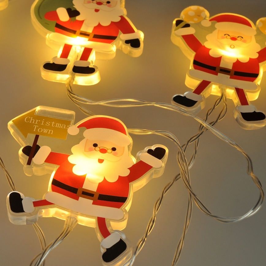 LED vianočná reťaz s prísavkami 6xLED/2xAA 1,2m teplá biela santa