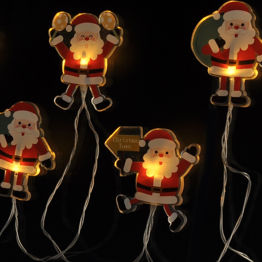 LED vianočná reťaz s prísavkami 6xLED/2xAA 1,2m teplá biela santa