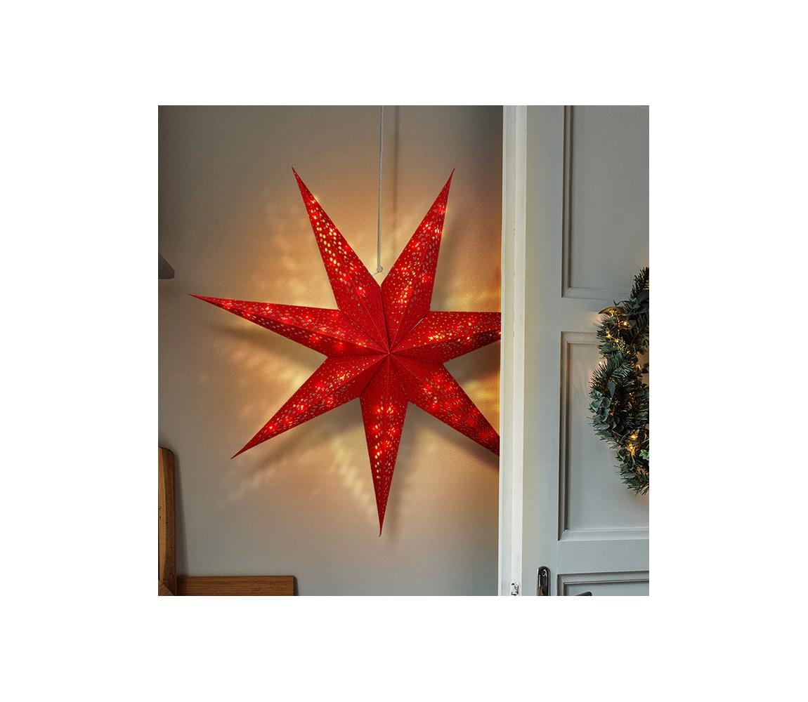 LED vianočná hviezda červená 60 cm 20x LED 2x AA