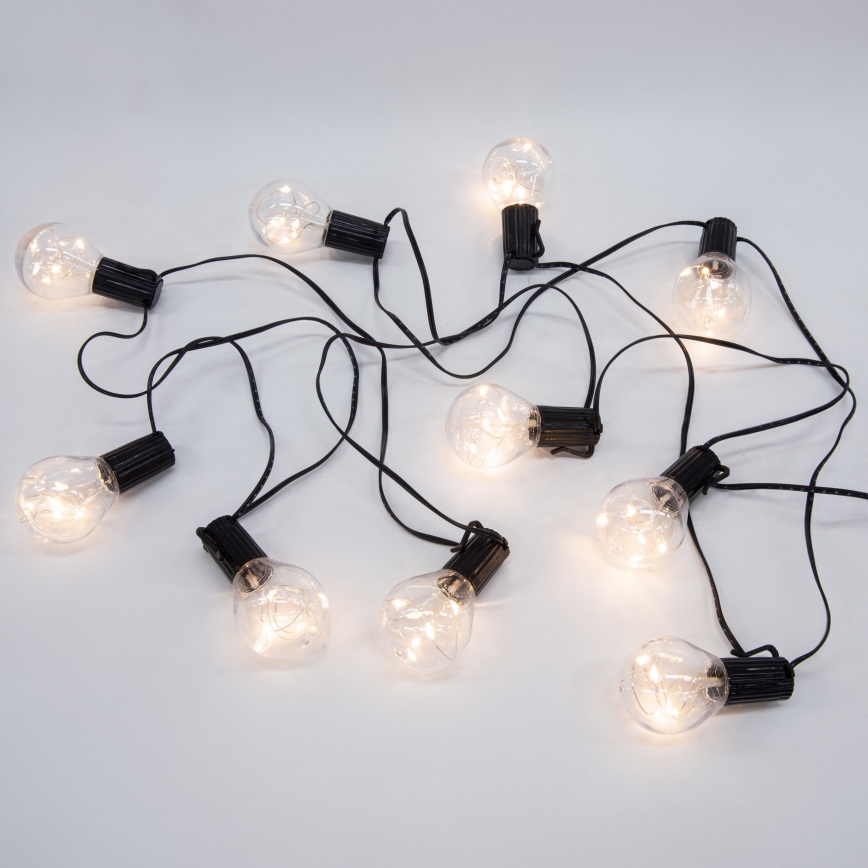 LED Vonkajšia dekoračná reťaz GIRLANDA 10xLED/3xAA 3m IP44 teplá biela