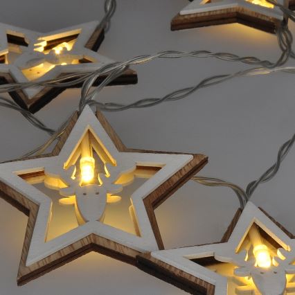 LED Vianočná reťaz 10xLED/2xAA 1,8m teplá biela