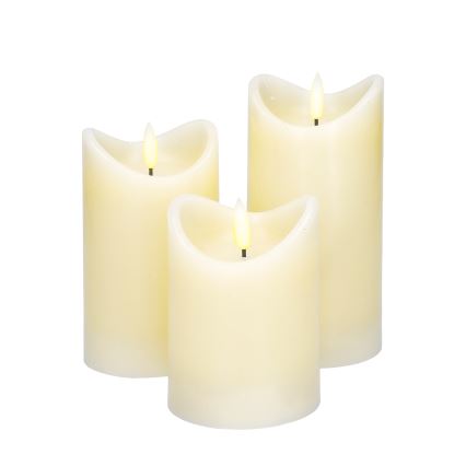 SADA 3x LED Sviečka z prírodného vosku LED/3xAAA/teplá biela