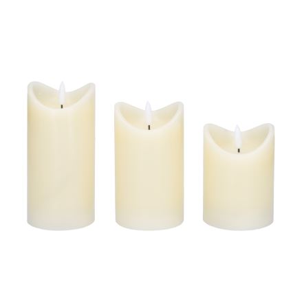 SADA 3x LED Sviečka z prírodného vosku LED/3xAAA/teplá biela