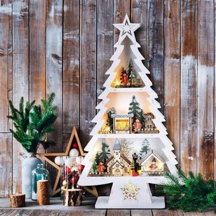 LED vianočná dekorácia 13xLED/2xAA drevený stromček