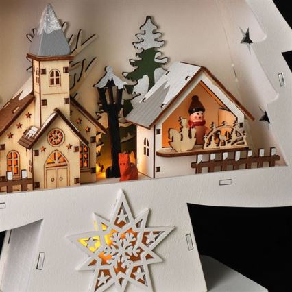 LED vianočná dekorácia 13xLED/2xAA drevený stromček