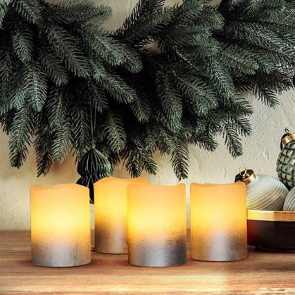 Sada 4× LED sviečok z prírodného vosku, 1× CR2032, teplá biela