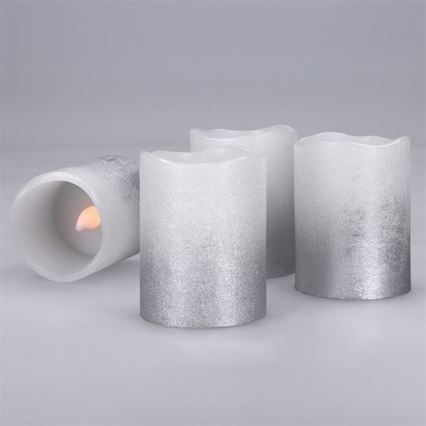 Sada 4× LED sviečok z prírodného vosku, 1× CR2032, teplá biela