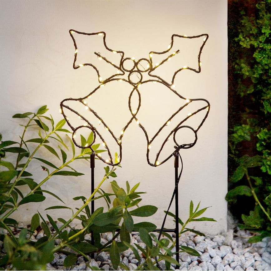 LED Vonkajšia vianočná dekorácia 100xLED/3xAA IP44 teplá biela zvončeky