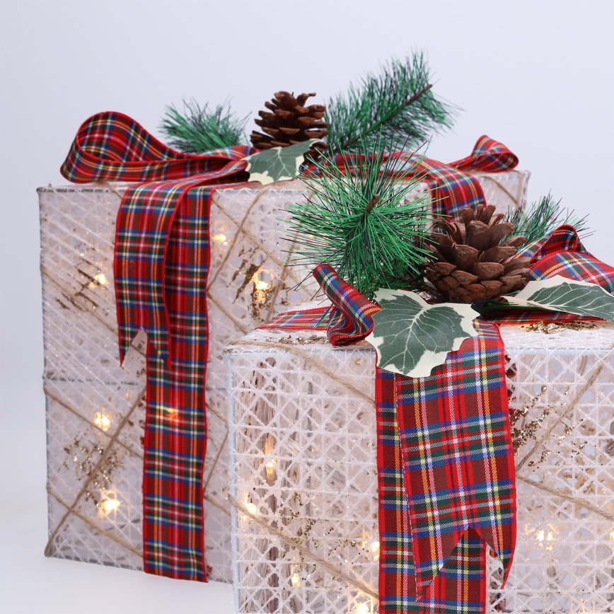 SADA 3x LED Vianočný darček 48xLED/3,6W/230V IP44 teplá biela