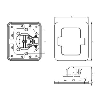 Vonkajšia vstavaná podlahová zásuvka IP55 čierna obdĺžnikový