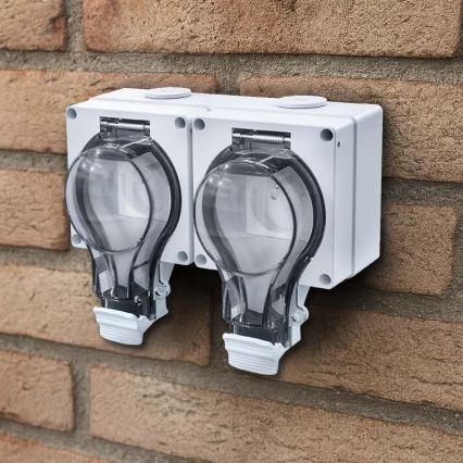 Dvojzásuvka IP66 pre vlhké prostredie 230V/16A – vodotesná a prachuvzdorná