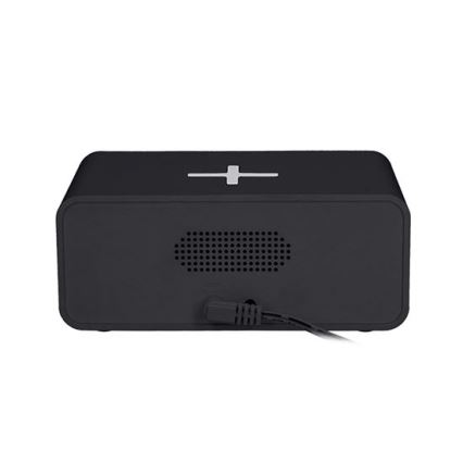 Digitálne hodiny s Qi bezdrôtovou nabíjačkou 230V/CR2032 čierne