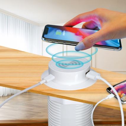 Vstavaná bezdrôtová nabíjačka + USB A+C biela
