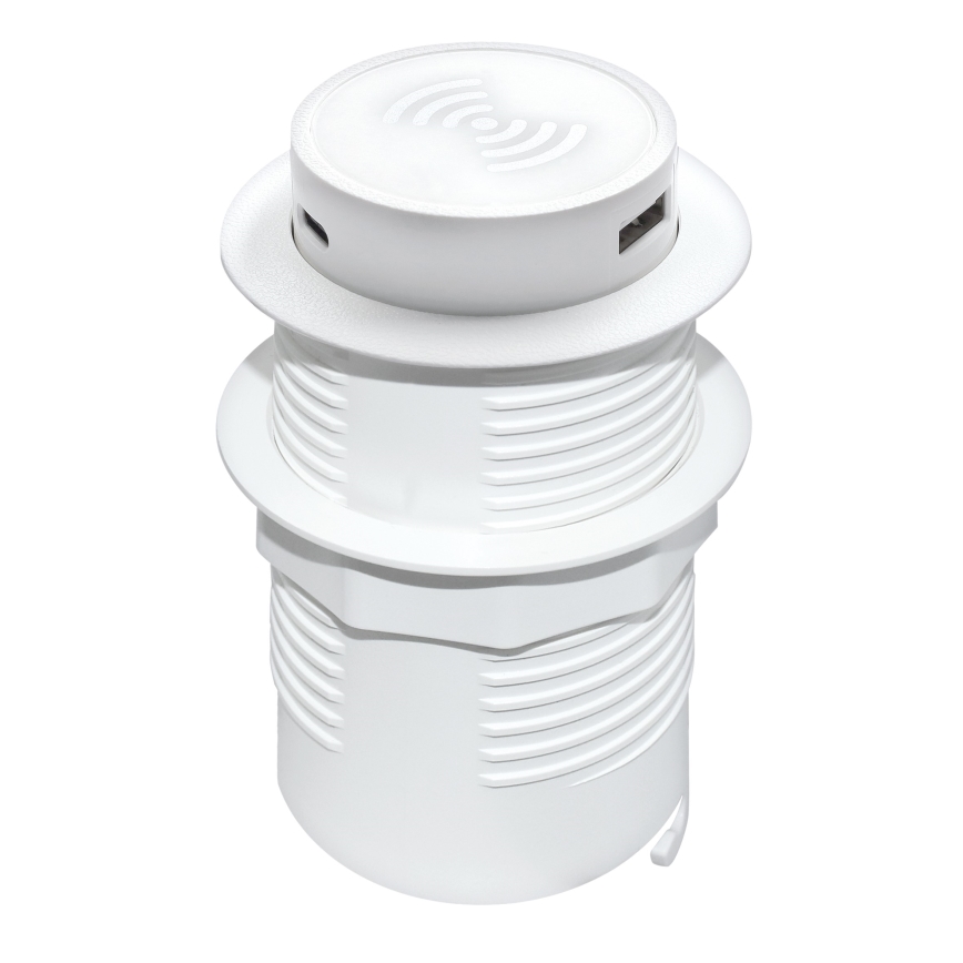 Vstavaná bezdrôtová nabíjačka + USB A+C biela