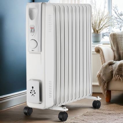 Olejový radiátor s 11 rebrami, výkon 1000/1500/2500 W, 230 V