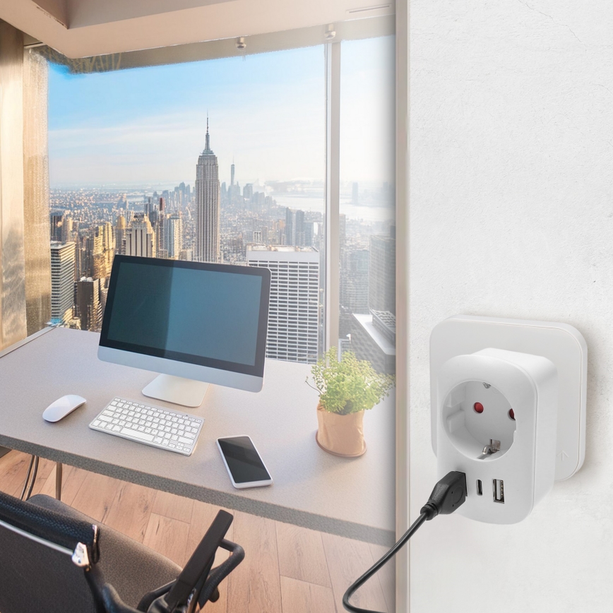 Cestovný adaptér pre USA 230V 2x USB-A + 1x USB-C
