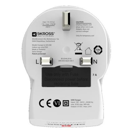 Cestovný adaptér pre UK 230V + 2x USB port