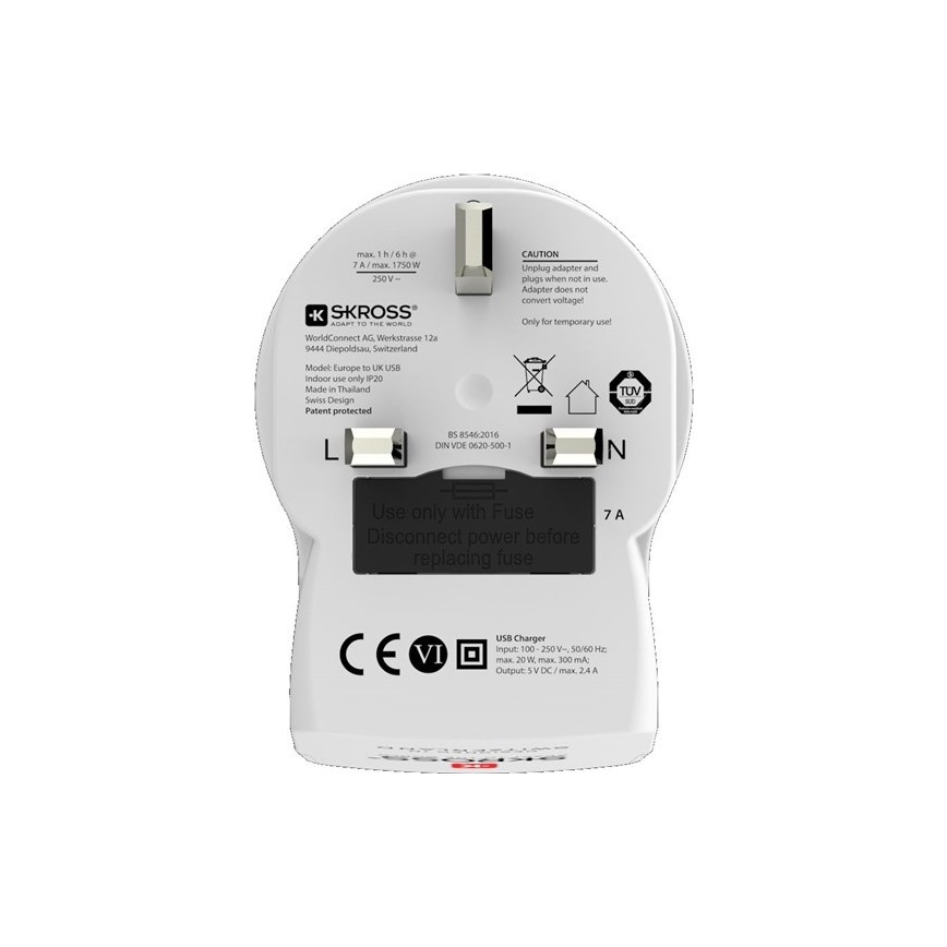 Cestovný adaptér pre UK 230V + 2x USB port