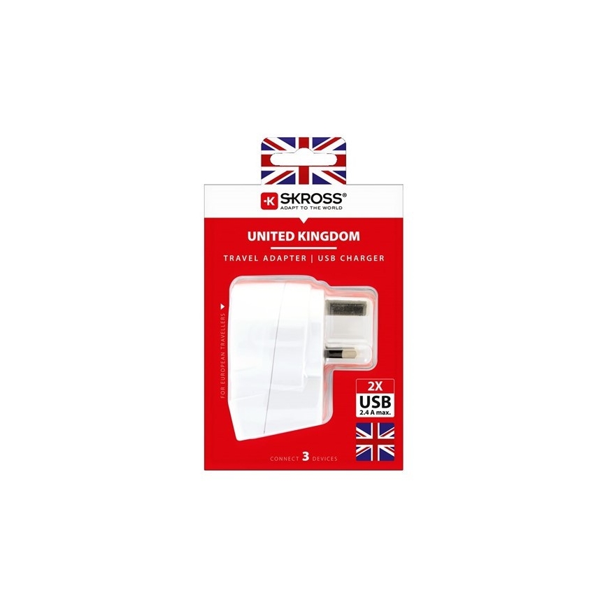 Cestovný adaptér pre UK 230V + 2x USB port
