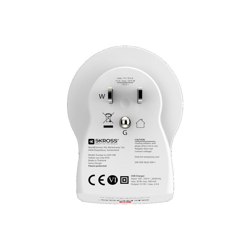 Cestovný adaptér pre USA 230V + 2x USB port