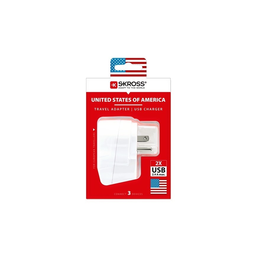 Cestovný adaptér pre USA 230V + 2x USB port