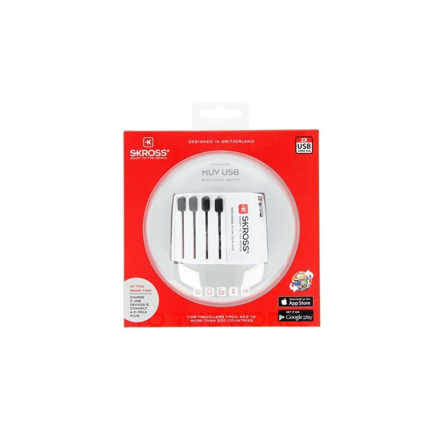 Medzinárodný cestovný adaptér 230V + 2x USB port