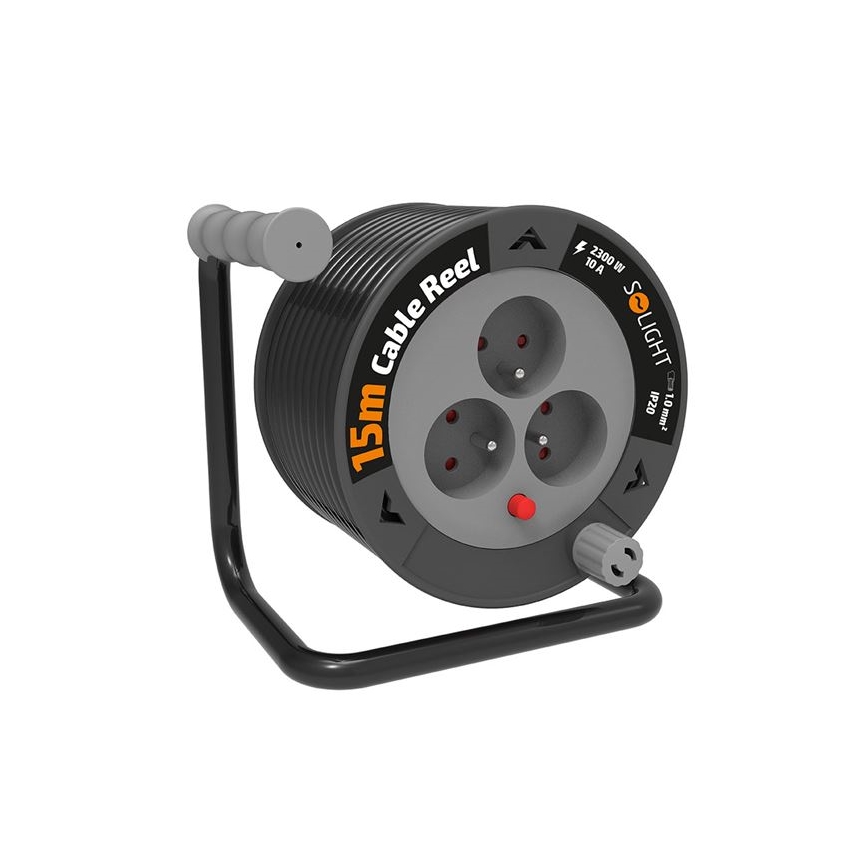 Predlžovací kábel na navíjacom bubne, 3 zásuvky, 12 m