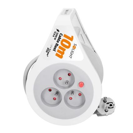 Predlžovací kábel na bubne, 3 zásuvky, 10 m