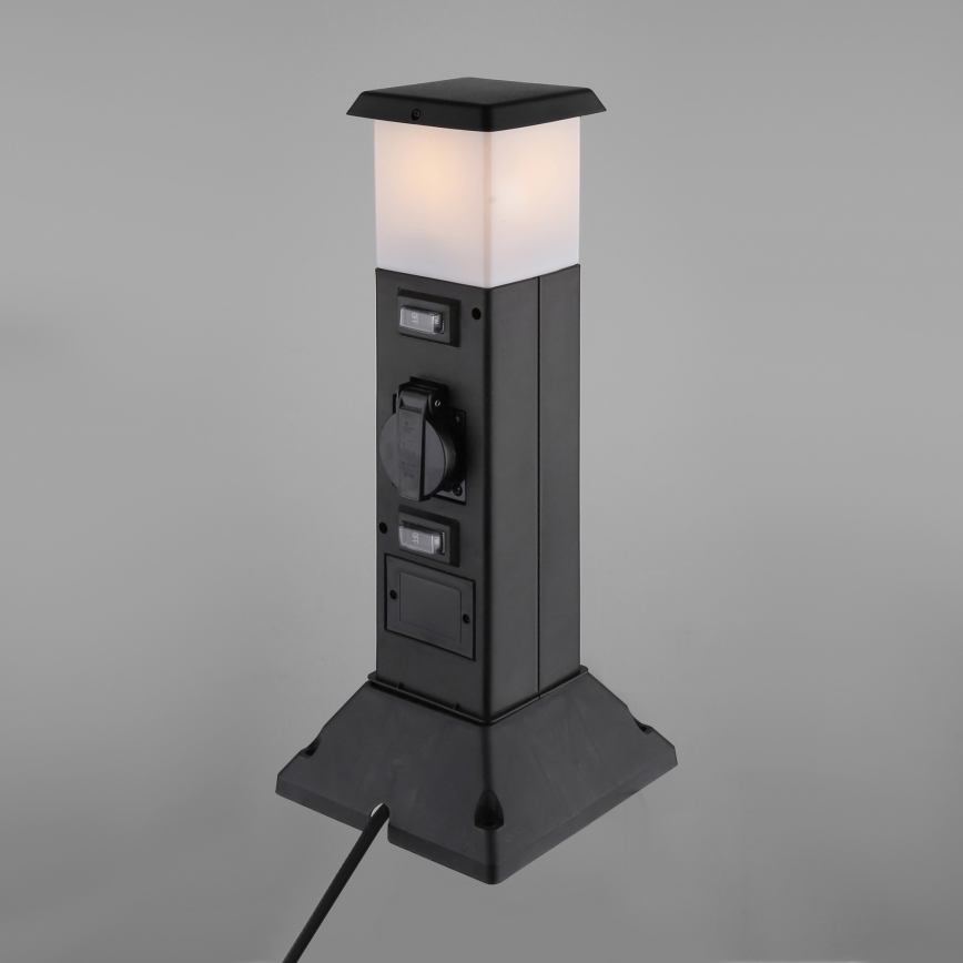 Vonkajšia lampa s 2 zásuvkami 1xE14/15W/230V IP44 čierna