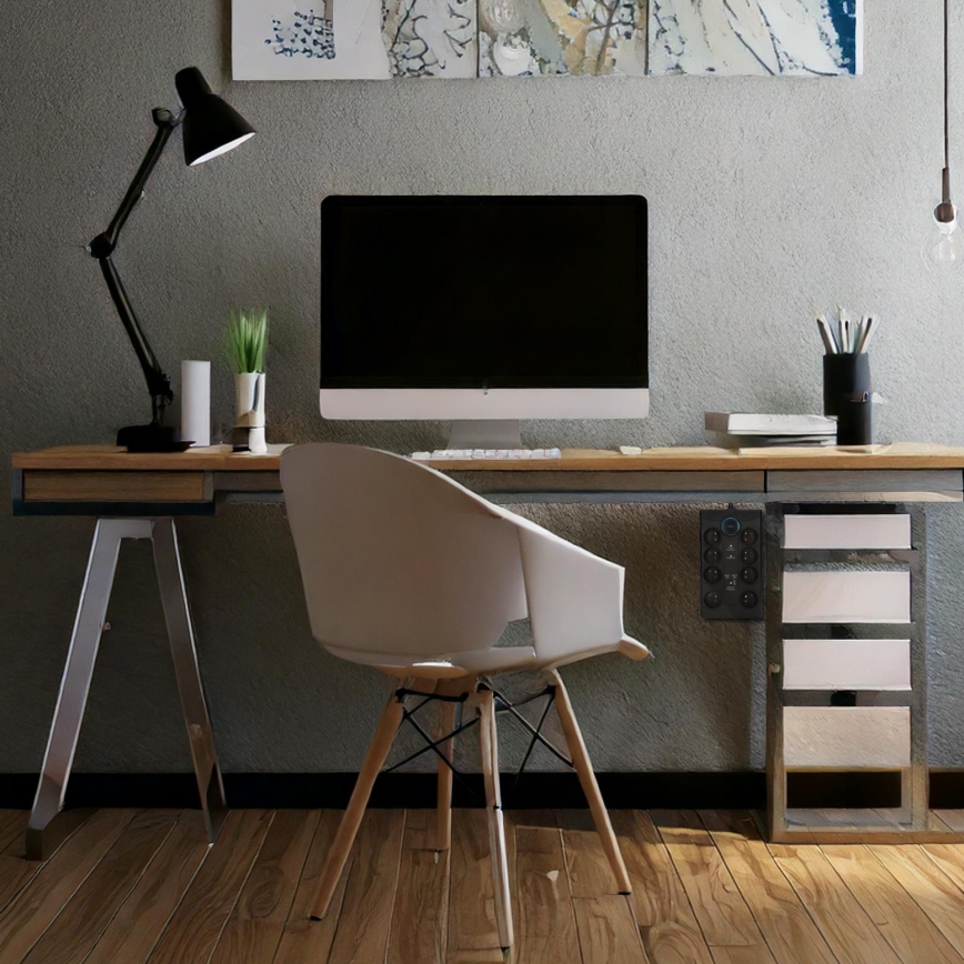 Predlžovací kábel s vypínačom a prepäťovou ochranou, 8 zásuviek Typ E + 1× USB-A + 1× USB-C, 2 m, čierny