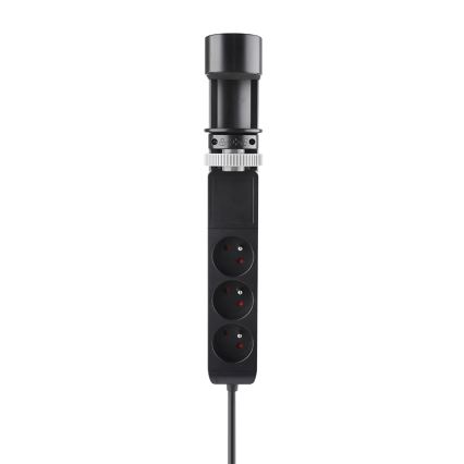 Zásuvkový stĺpik na dosku stola 3x230V + 2xUSB-C + 1xUSB-A čierna
