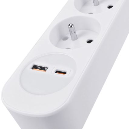 Predlžovací kábel 3Z so spínačom a USB A+C nabíjaním, 3 m